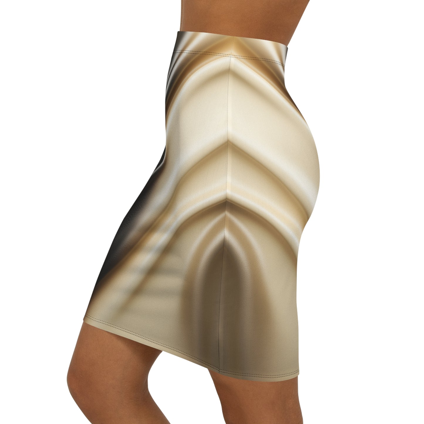 Leather Print Mid-Waist Pencil Skirt Satin Finish