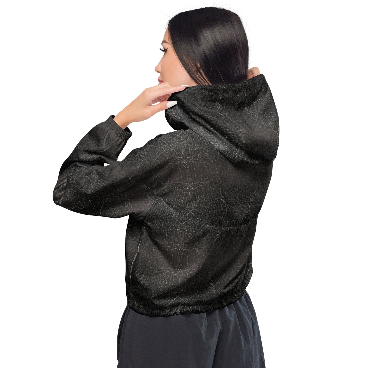 Leather Print Cropped Windbreaker
